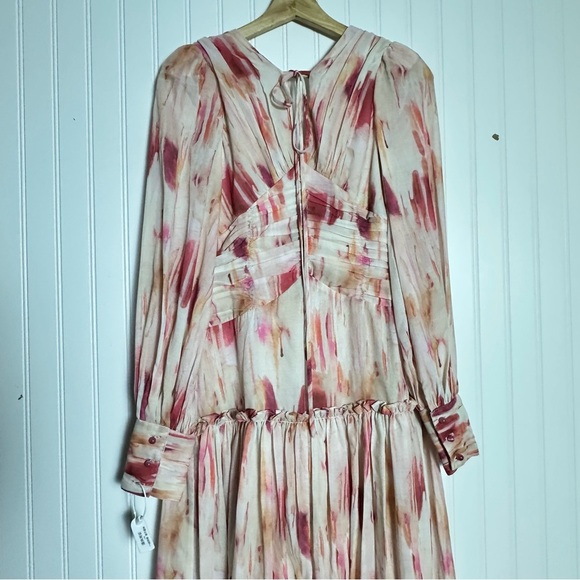 Aconiconi Midi Dress Long Sleeve V-Neck Size  Medium Abstract Print Lined - Picture 9 of 17